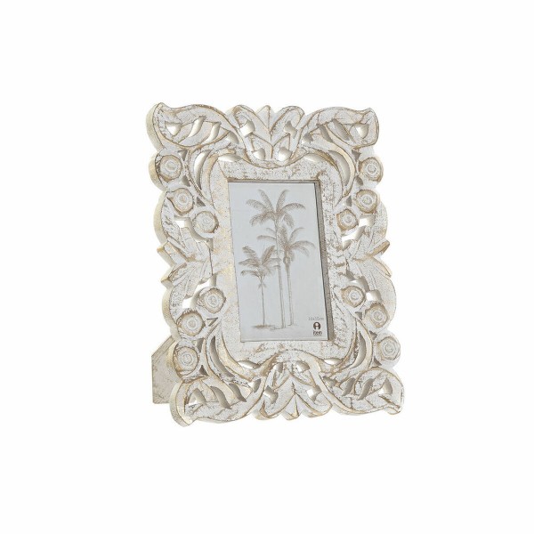 Κορνίζα DKD Home Decor MF-185019 Κρυστάλλινο Χρυσό Λευκό Ινδός Ξύλο MDF (21,5 x 2 x 27 cm)