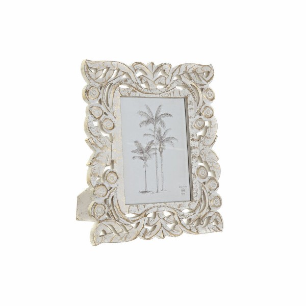 Κορνίζα DKD Home Decor Κρυστάλλινο Χρυσό Λευκό Ινδός Ξύλο MDF (26,5 x 2 x 31,5 cm)