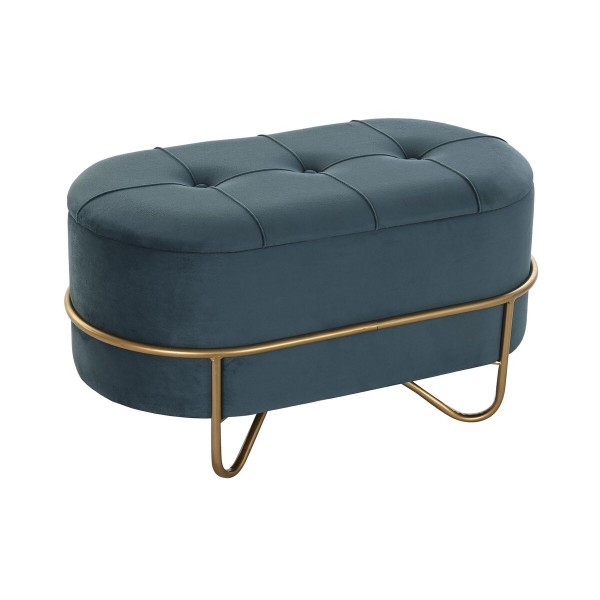 Σκαμπό DKD Home Decor   Αφρός Μπλε Χρυσό Μέταλλο πολυεστέρας Βελούδο Ξύλο MDF (72 x 39 x 38 cm)