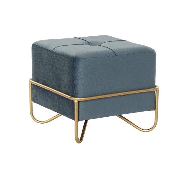 Σκαμπό DKD Home Decor   Αφρός Μπλε Χρυσό Μέταλλο πολυεστέρας Βελούδο Ξύλο MDF (42 x 42 x 38 cm)