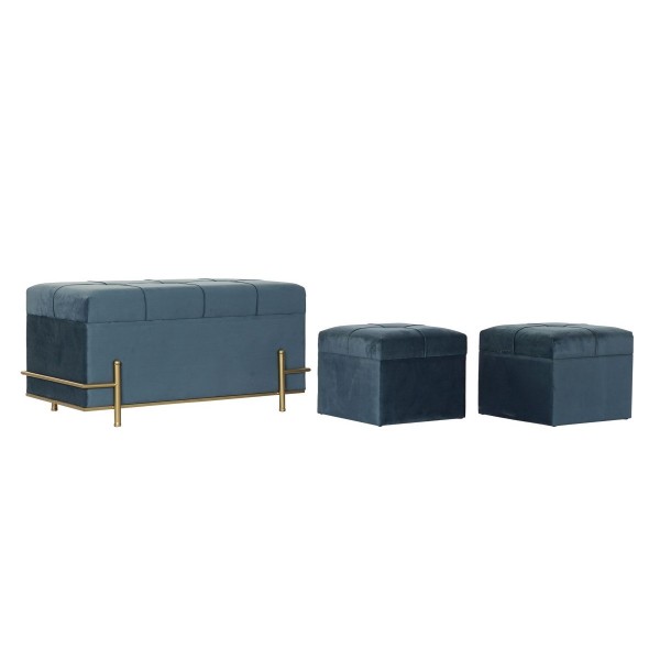 Σκαμπό DKD Home Decor Αφρός Μπλε Μέταλλο πολυεστέρας Βελούδο Ξύλο MDF (83 x 43 x 42 cm)