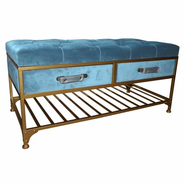 Σκαμπό DKD Home Decor   Μπλε Χρυσό Μέταλλο πολυεστέρας Βελούδο (100 x 48 x 48,5 cm) (10 cm)