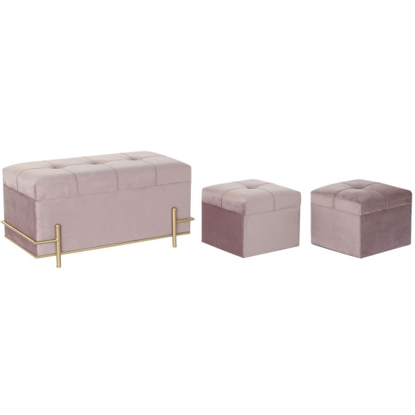 Σκαμπό DKD Home Decor Αφρός Ροζ Χρυσό Μέταλλο πολυεστέρας Βελούδο Ξύλο MDF (80 x 40 x 42 cm)