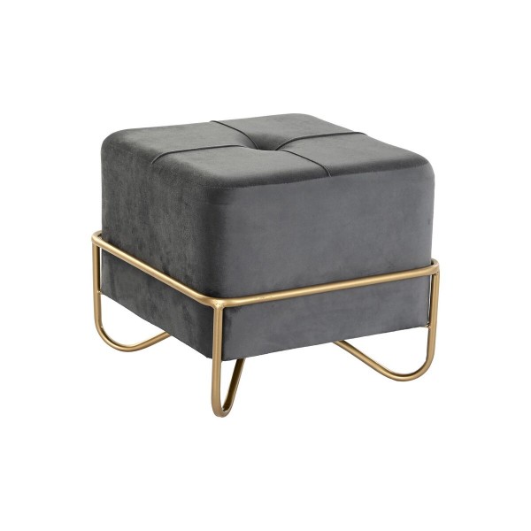 Σκαμπό DKD Home Decor   Αφρός Γκρι Χρυσό Μέταλλο πολυεστέρας Βελούδο Ξύλο MDF (42 x 42 x 38 cm)