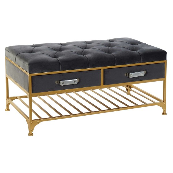 Σκαμπό DKD Home Decor   Γκρι Χρυσό Μέταλλο πολυεστέρας Βελούδο (10 cm) (100 x 48 x 48 cm)