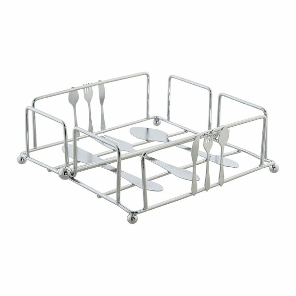 Θήκη για Χαρτοπετσέτες DKD Home Decor Μαχαιροπίρουνα Ασημί Μέταλλο