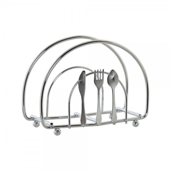 Θήκη για Χαρτοπετσέτες DKD Home Decor Μαχαιροπίρουνα Ασημί Μέταλλο