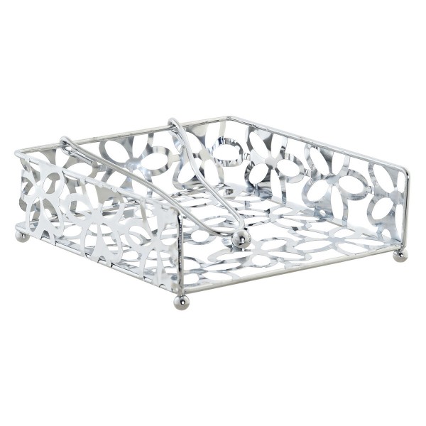 Θήκη για Χαρτοπετσέτες DKD Home Decor Μαργαρίτα Ασημί Μέταλλο