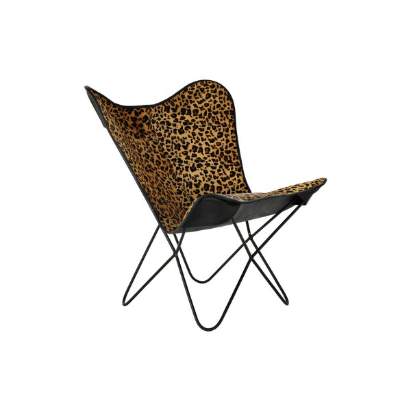 Καρέκλα DKD Home Decor Μαύρο Μέταλλο Καφέ Δέρμα (73 x 70 x 93 cm)
