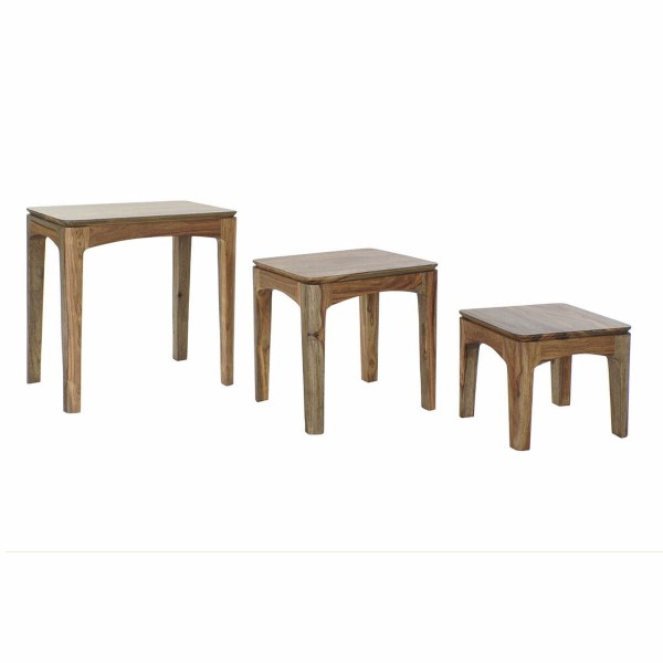 Σετ 3 Τραπεζάκια DKD Home Decor Φυσικό Σύγχρονη (3 pcs) (45 x 30 x 45 cm)