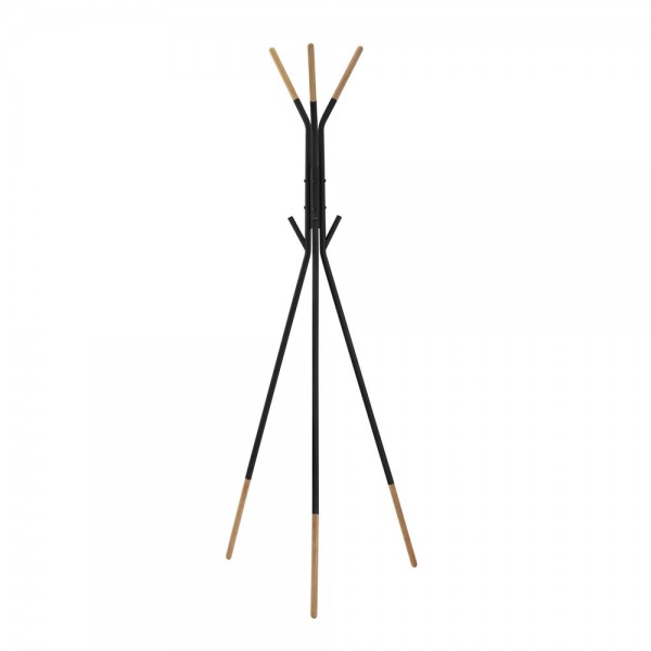 Hattestativ DKD Home Decor Μαύρο Χάλυβας ξύλο καουτσούκ (65 x 65 x 179 cm)