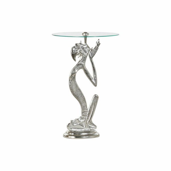 Βοηθητικό Τραπέζι DKD Home Decor Διαφανές Αλουμίνιο Κρυστάλλινο Ασημί (46 x 46 x 72 cm)