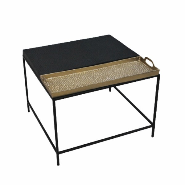 Βοηθητικό Τραπέζι DKD Home Decor Μαύρο Χρυσό Χάλυβας Αλουμίνιο (63 x 62 x 44 cm)