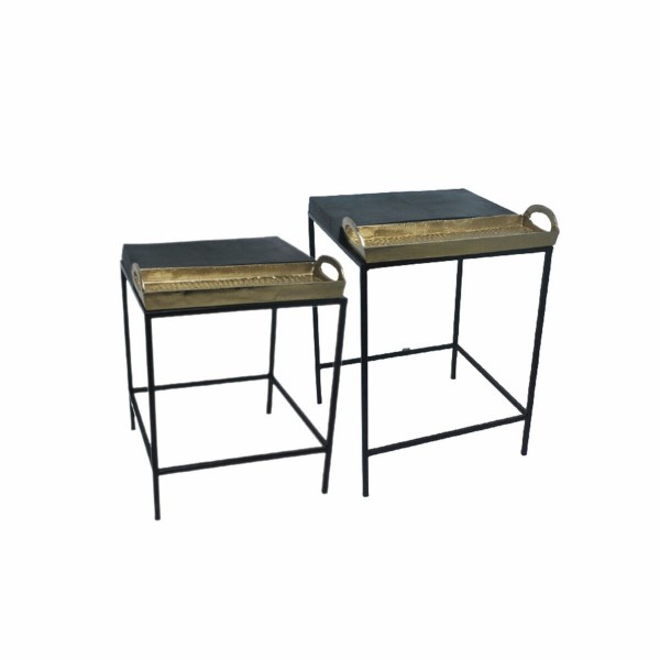 Βοηθητικό Τραπέζι DKD Home Decor Μαύρο Χρυσό Χάλυβας Αλουμίνιο (43 x 42 x 58.5 cm)