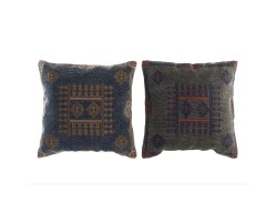 Μαξιλάρι DKD Home Decor Μπλε Πορτοκαλί πολυεστέρας βαμβάκι Αλουμίνιο Άραβας Γεωμετρική (50 x 10 x 50 cm) (x2)