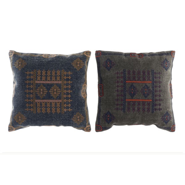 Μαξιλάρι DKD Home Decor Μπλε Πορτοκαλί πολυεστέρας βαμβάκι Αλουμίνιο Άραβας Γεωμετρική (50 x 10 x 50 cm) (x2)