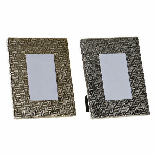 Κορνίζα DKD Home Decor Κρυστάλλινο Ασημί Χρυσό Αλουμίνιο Σύγχρονη (18,5 x 2 x 24 cm) (x2)