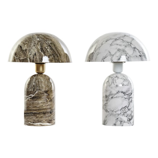 Επιτραπέζιο Φωτιστικό DKD Home Decor Μέταλλο Καφέ Λευκό Μάρμαρο 220 V 50 W (26 x 26 x 38 cm) (x2)