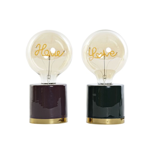 Επιτραπέζιο Φωτιστικό DKD Home Decor Χρυσό Μέταλλο Πράσινο Μπορντό 220 V 50 W (10 x 10 x 10 cm) (x2)