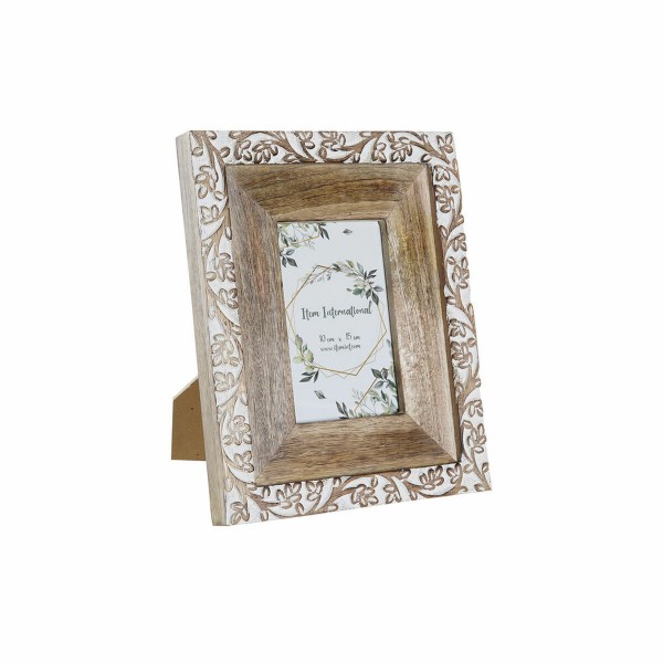 Κορνίζα DKD Home Decor Κρυστάλλινο Καφέ Λευκό Ξύλο από Μάνγκο Cottage (21 x 2,5 x 26,5 cm) (10 x 15 cm)