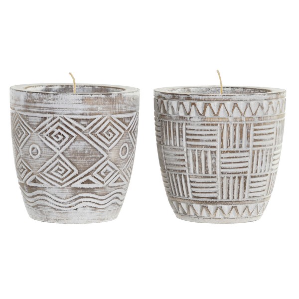 Κερί DKD Home Decor Ξύλο Κερί (15 x 15 x 15 cm) (x2)