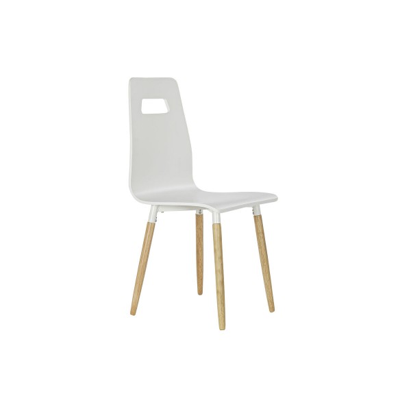 Καρέκλα Τραπεζαρίας DKD Home Decor Ξύλο Λευκό Φυσικό καουτσούκ Ανοιχτό καφέ (43 x 50 x 88 cm)