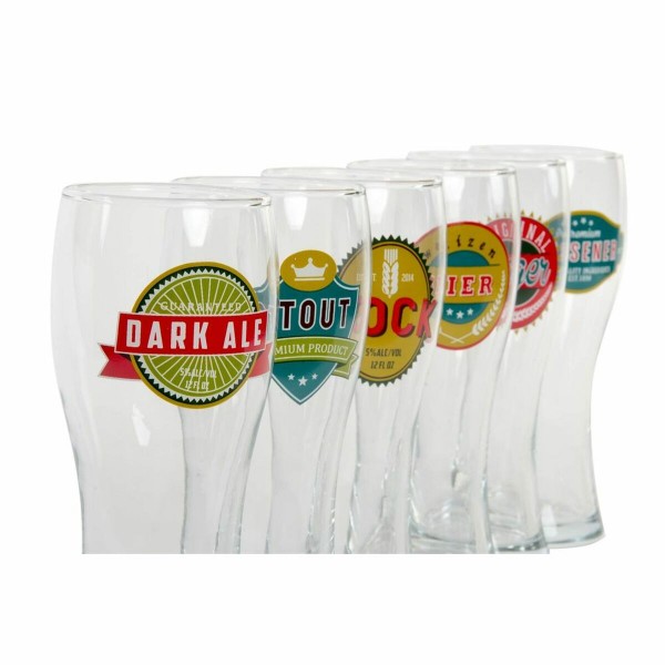 Ποτήρι Mπύρας DKD Home Decor Διαφανές Κρυστάλλινο (500 ml) (6 pcs) (7 x 7 x 18 cm)