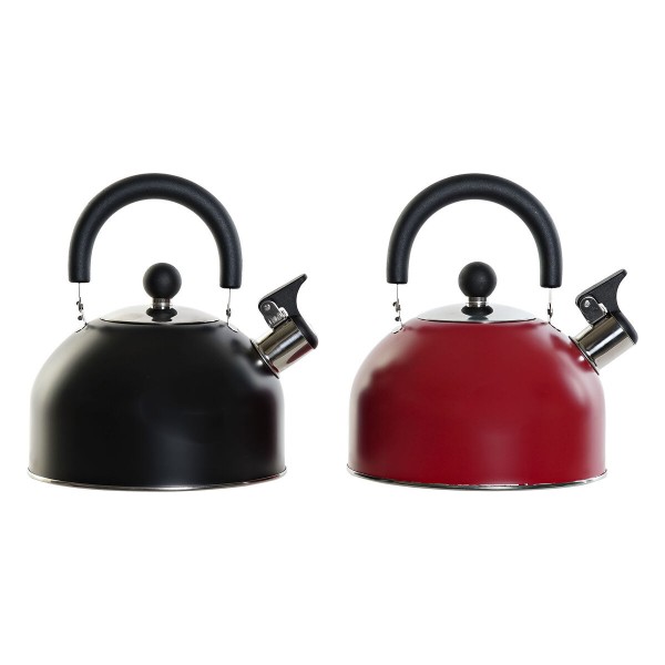 Τσαγιέρα DKD Home Decor Κόκκινο Μαύρο Ανοξείδωτο ατσάλι (19 x 19 x 20,5 cm) (x2)