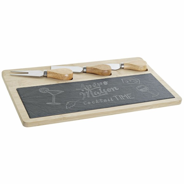 Πίνακας κοπής DKD Home Decor Μαύρο Διακοσμητική κανάτα Σχιστόλιθος (4 pcs) (33 x 19 x 2.4 cm)