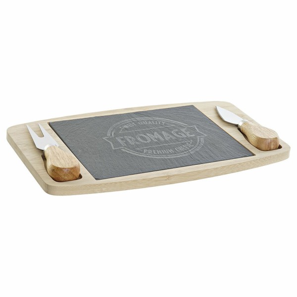 Πίνακας κοπής DKD Home Decor Μαύρο Μέταλλο Διακοσμητική κανάτα Σχιστόλιθος (3 pcs) (28 x 17 x 2.3 cm)