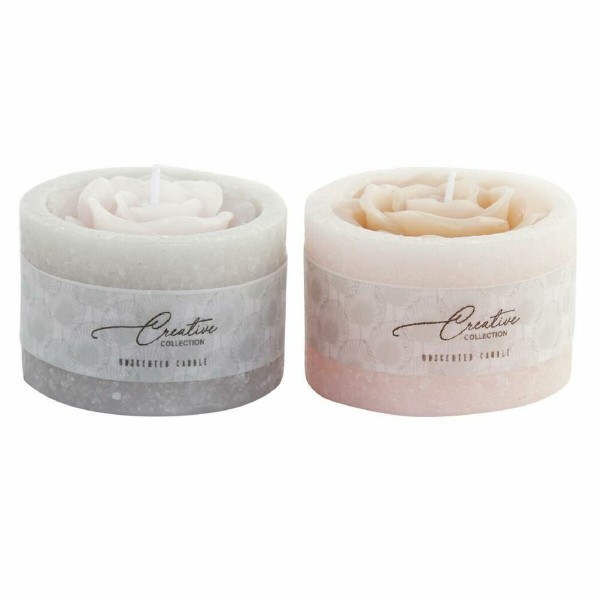 Κερί DKD Home Decor Λουλούδι Shabby Chic (7.5 x 7.5 x 5 cm) (2 pcs)