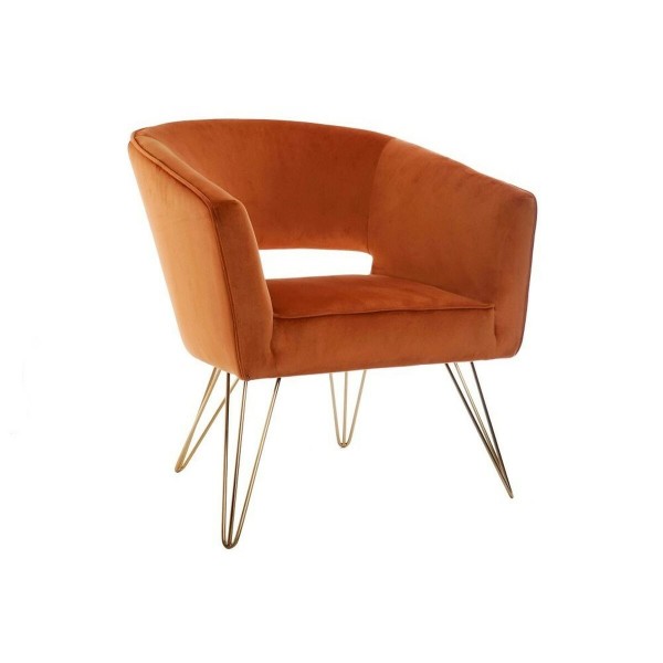 Πολυθρόνα DKD Home Decor Χρυσό Μέταλλο πολυεστέρας Ανοιχτό Ροζ (70 x 65 x 74 cm)