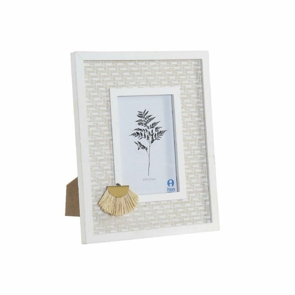 Κορνίζα DKD Home Decor S3021573 Κρυστάλλινο Μπεζ Ξύλο Λευκό Boho (21,5 x 1,8 x 26,5 cm)