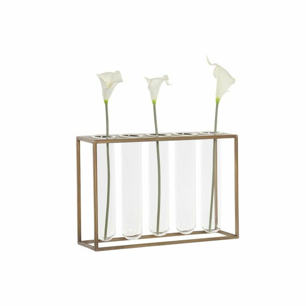 Βάζο DKD Home Decor Κρυστάλλινο Μέταλλο Διαφανές Loft (5 x 5 x 21.5 cm) (5 pcs) (35 x 8 x 22 cm)