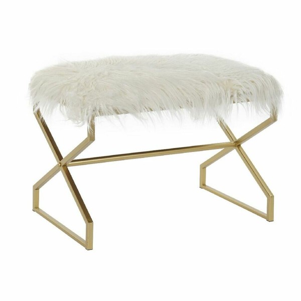 Σκαμπό DKD Home Decor   Ασημί Μέταλλο πολυεστέρας Λευκό (60 x 40 x 45 cm)