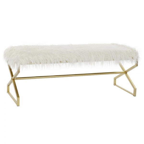 Σκαμπό DKD Home Decor Ασημί Λευκό (120 x 40 x 45 cm)