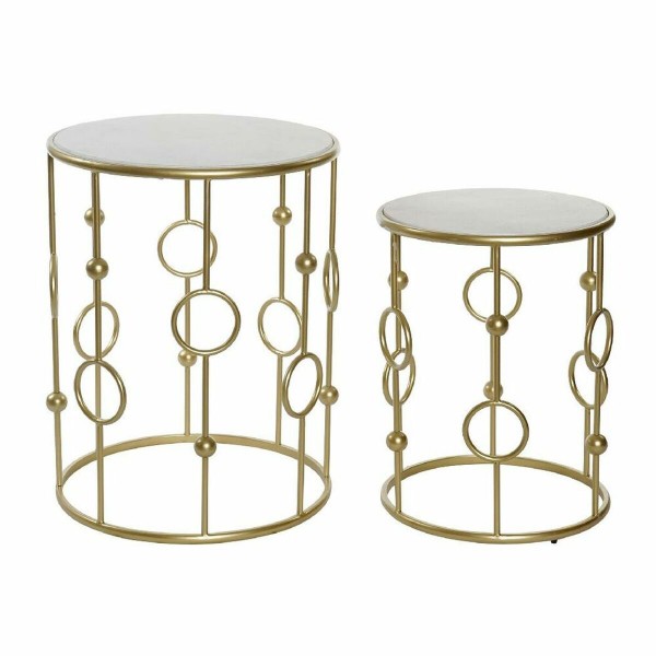 Βοηθητικό Τραπέζι DKD Home Decor Ασημί Μέταλλο Μάρμαρο (37 x 37 x 50 cm) (46 x 46 x 60 cm) (2 pcs)