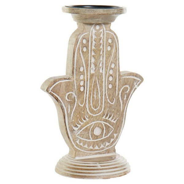 Πολύφωτο DKD Home Decor Λουλουδάτο Μέταλλο Καφέ Λευκό Ξύλο από Μάνγκο (10 x 10 x 37.5 cm)