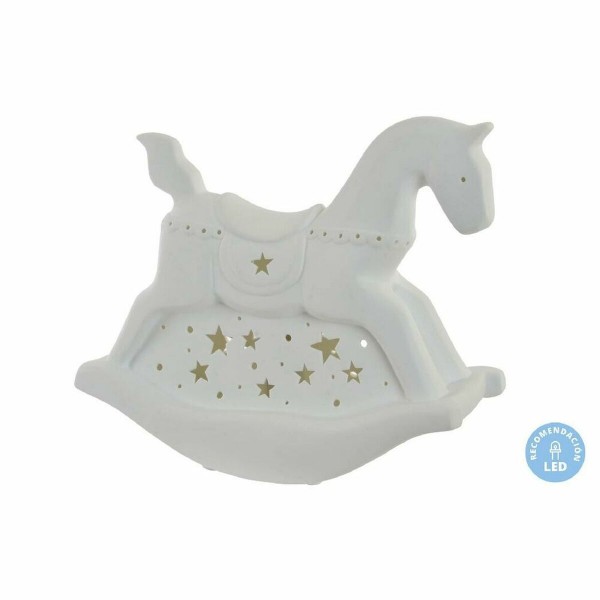 Επιτραπέζιο Φωτιστικό DKD Home Decor Λευκό Πορσελάνη 25W 220 V LED Άλογο (25 x 10 x 23 cm)