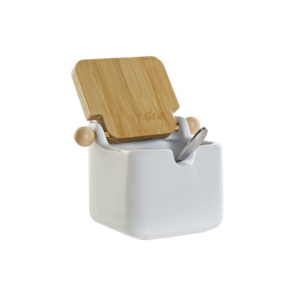 Δοχείο για Ζάχαρη DKD Home Decor Λευκό Βασικό Διακοσμητική κανάτα Dolomite (10,5 x 8 x 8 cm)