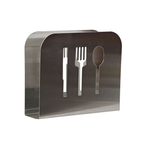 Θήκη για Χαρτοπετσέτες DKD Home Decor Μαχαιροπίρουνα Ασημί Ανοξείδωτο ατσάλι (15 x 4 x 12,5 cm)
