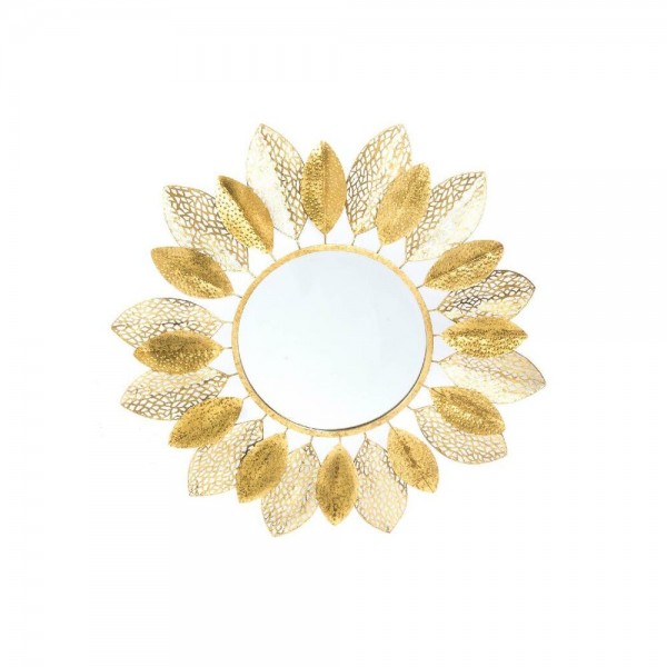 Τοίχο καθρέφτη DKD Home Decor Κρυστάλλινο Φύλλα Χρυσό Μέταλλο (91 x 3.5 x 91 cm)