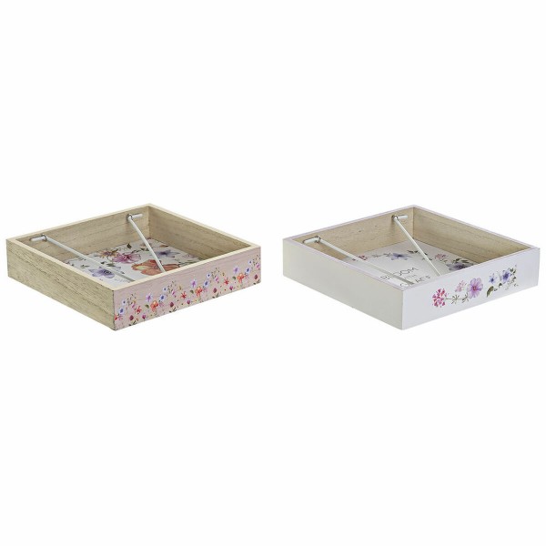 Θήκη για Χαρτοπετσέτες DKD Home Decor Bloom Μέταλλο Ξύλο MDF (2 pcs)