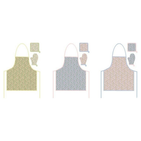 Ποδιά DKD Home Decor Μπλε Ροζ βαμβάκι Πράσινο Shabby Chic (3 pcs)
