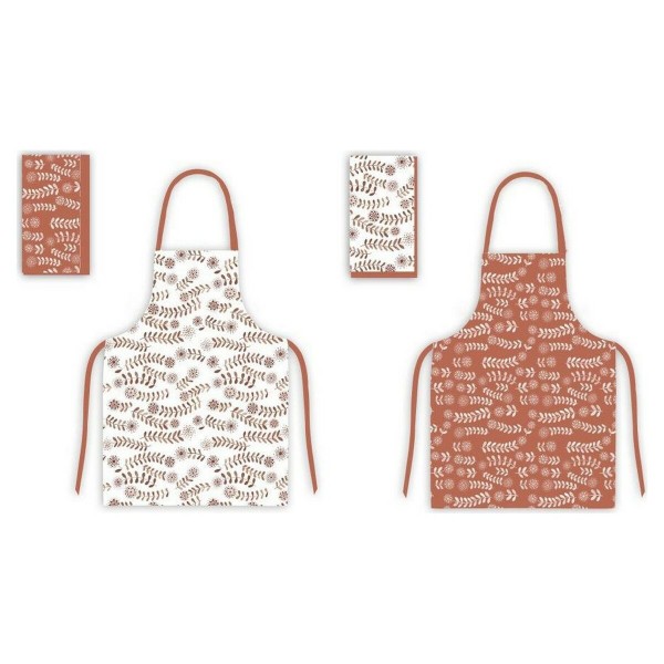 Ποδιά DKD Home Decor βαμβάκι τερακότα Λευκό Cottage (60 x 0.5 x 80 cm) (2 pcs) (40 x 5 x 60 cm)