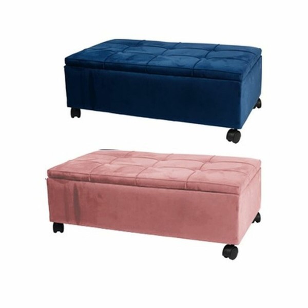 Σκαμπό DKD Home Decor   Ροζ πολυεστέρας Βελούδο Ναυτικό Μπλε Λεύκες (70 x 39,5 x 24,5 cm) (x2)