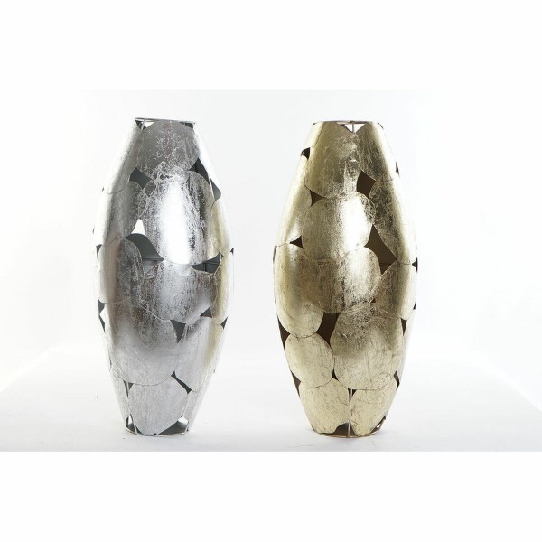 Βάζο DKD Home Decor Ασημί Μέταλλο Σύγχρονη (32 x 32 x 66 cm) (2 pcs)