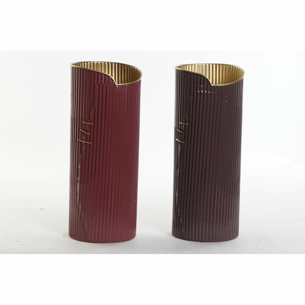 Βάζο DKD Home Decor Ροζ Μέταλλο Μπορντό Glam (14 x 14 x 35 cm) (2 pcs)