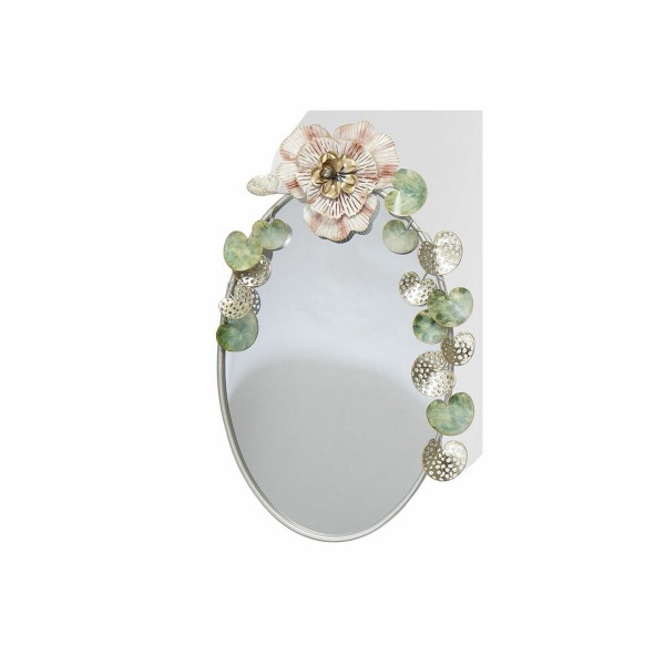Τοίχο καθρέφτη DKD Home Decor Καθρέφτης Φύλλα Ροζ Χρυσό Μέταλλο (60.3 x 11 x 87 cm)
