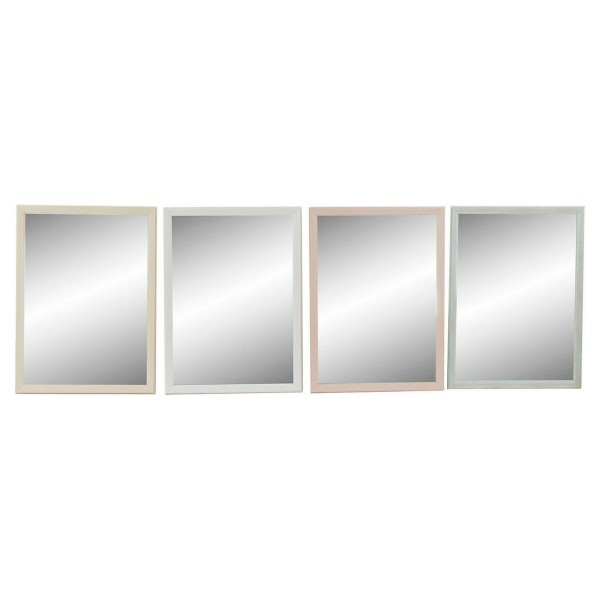 Τοίχο καθρέφτη DKD Home Decor Κρυστάλλινο Μπεζ Ροζ Πράσινο πολυστερίνη (56 x 2 x 76 cm) (4 pcs)